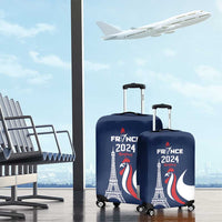 France 2024 Bonjour Luggage Cover Eiffel Tower Gallic Rooster - Wonder Print Shop