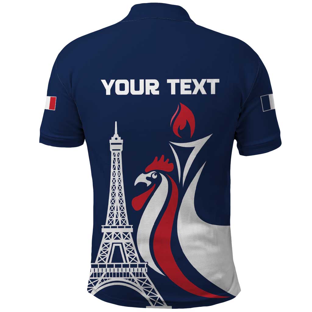 Personalized France 2024 Bonjour Polo Shirt Eiffel Tower Gallic Rooster - Wonder Print Shop