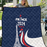 France 2024 Bonjour Quilt Eiffel Tower Gallic Rooster - Wonder Print Shop