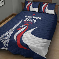 France 2024 Bonjour Quilt Bed Set Eiffel Tower Gallic Rooster - Wonder Print Shop