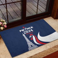 France 2024 Bonjour Rubber Doormat Eiffel Tower Gallic Rooster - Wonder Print Shop