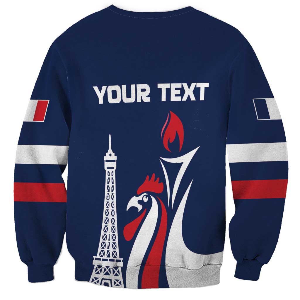 Personalized France 2024 Bonjour Sweatshirt Eiffel Tower Gallic Rooster - Wonder Print Shop