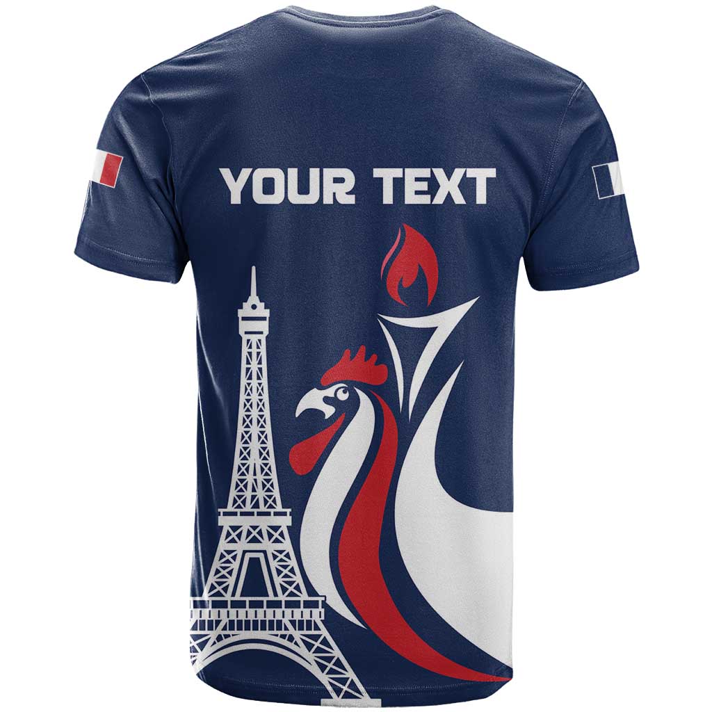 Personalized France 2024 Bonjour T Shirt Eiffel Tower Gallic Rooster - Wonder Print Shop