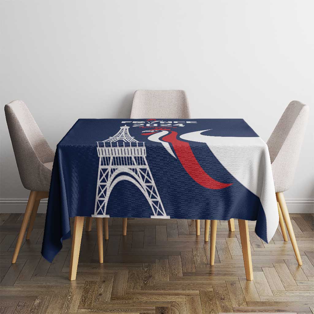 France 2024 Bonjour Tablecloth Eiffel Tower Gallic Rooster - Wonder Print Shop