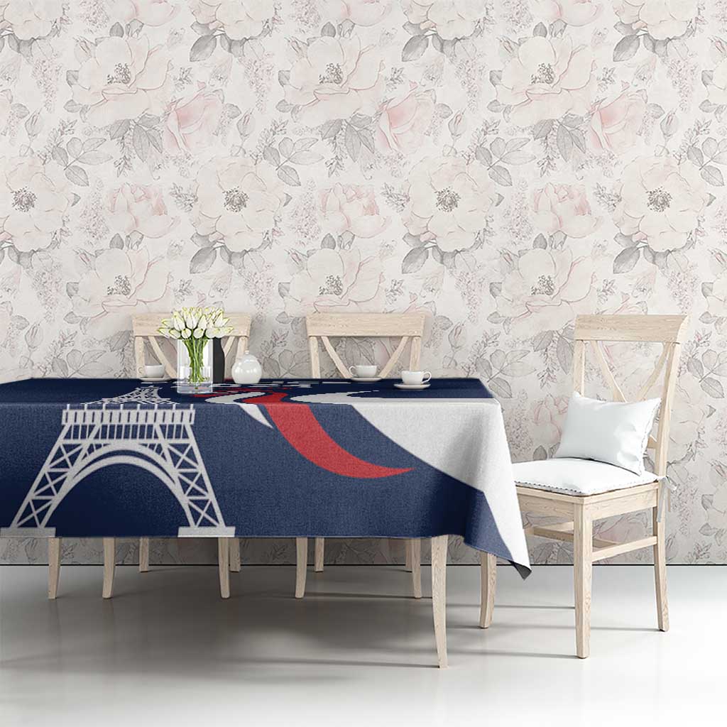 France 2024 Bonjour Tablecloth Eiffel Tower Gallic Rooster - Wonder Print Shop