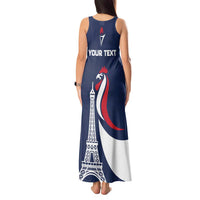 Personalized France 2024 Bonjour Tank Maxi Dress Eiffel Tower Gallic Rooster - Wonder Print Shop
