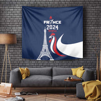 France 2024 Bonjour Tapestry Eiffel Tower Gallic Rooster - Wonder Print Shop