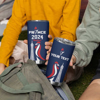 Personalized France 2024 Bonjour Tumbler Cup Eiffel Tower Gallic Rooster - Wonder Print Shop