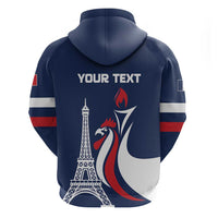 Personalized France 2024 Bonjour Zip Hoodie Eiffel Tower Gallic Rooster - Wonder Print Shop