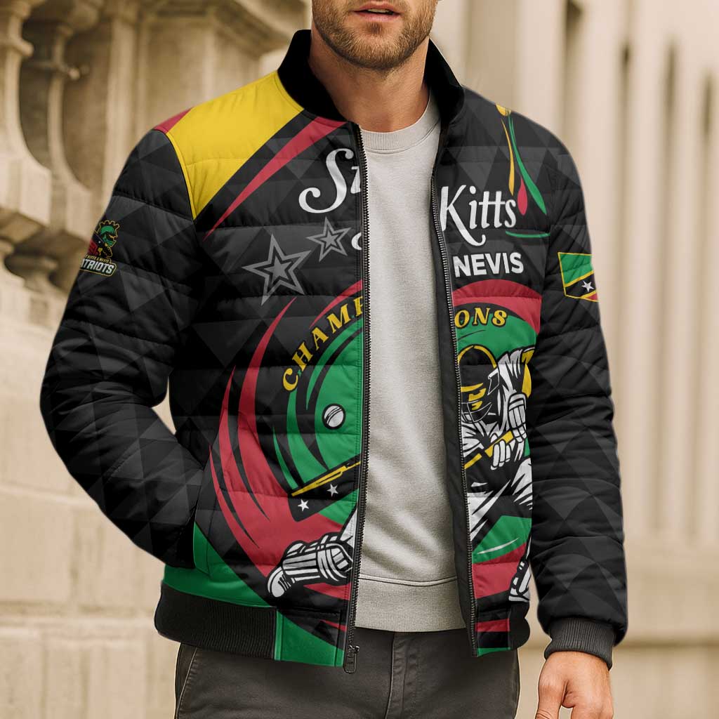 Personalized Saint Kitts and Nevis Cricket Champions Bomber Puffer Jacket - Wonder Print Shop