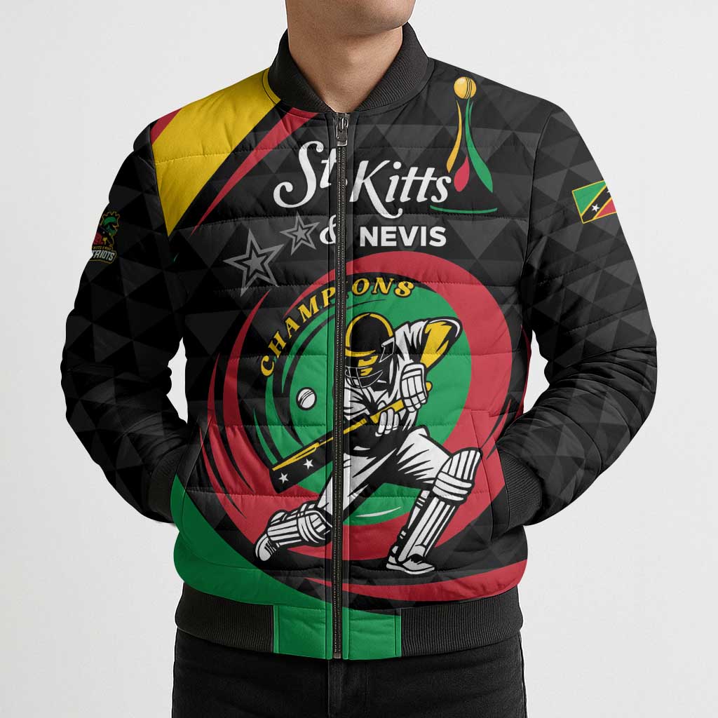 Personalized Saint Kitts and Nevis Cricket Champions Bomber Puffer Jacket - Wonder Print Shop