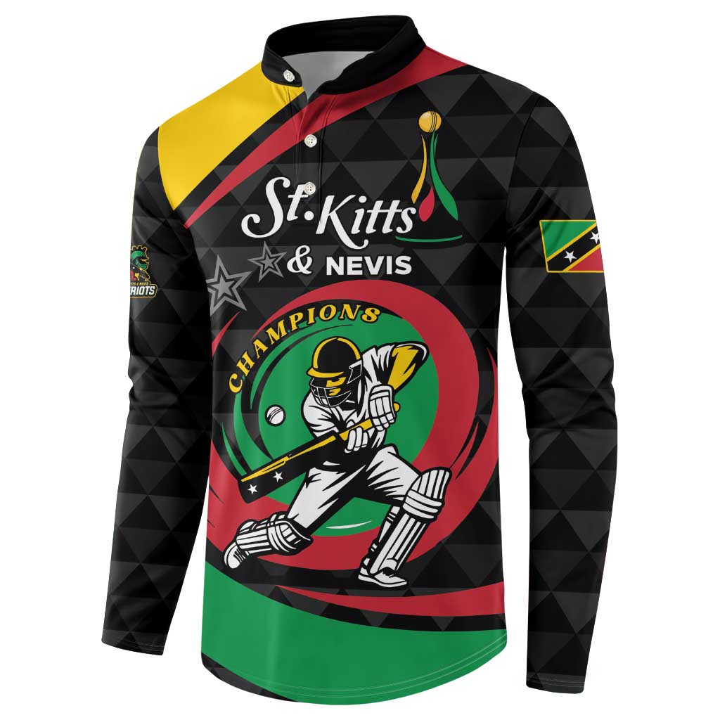 Personalized Saint Kitts and Nevis Cricket Champions Button Sweatshirt - Wonder Print Shop
