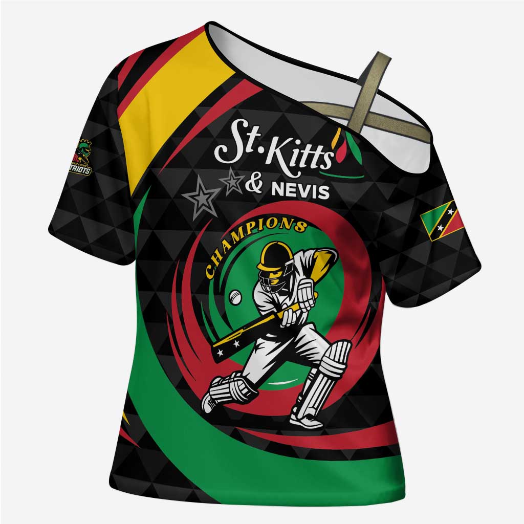 Personalized Saint Kitts and Nevis Cricket Champions Cross Shoulder Shirt - Wonder Print Shop
