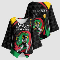 Personalized Saint Kitts and Nevis Cricket Champions Kimono Sleeve Blouse - Wonder Print Shop