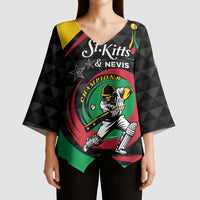 Personalized Saint Kitts and Nevis Cricket Champions Kimono Sleeve Blouse - Wonder Print Shop