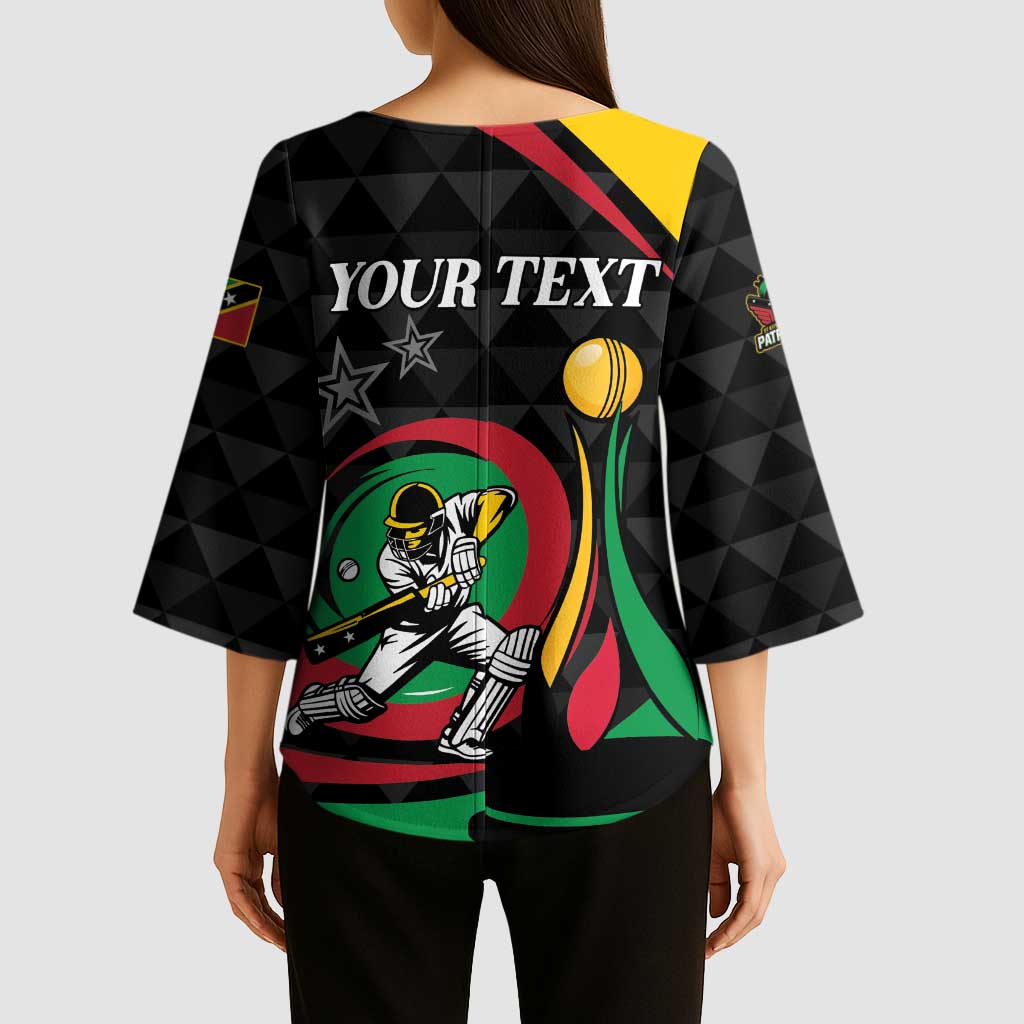 Personalized Saint Kitts and Nevis Cricket Champions Kimono Sleeve Blouse - Wonder Print Shop