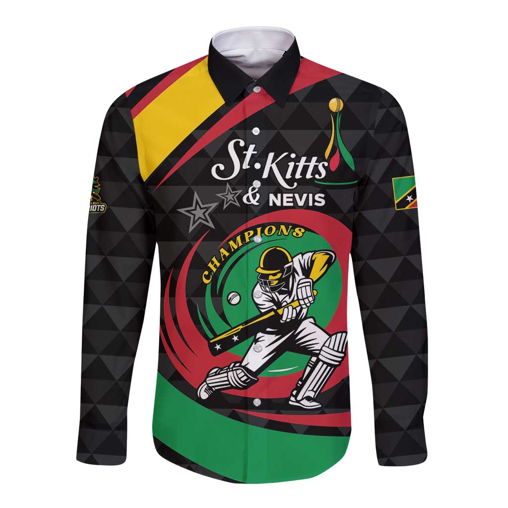 Personalized Saint Kitts and Nevis Cricket Champions Long Sleeve Button Shirt - Wonder Print Shop