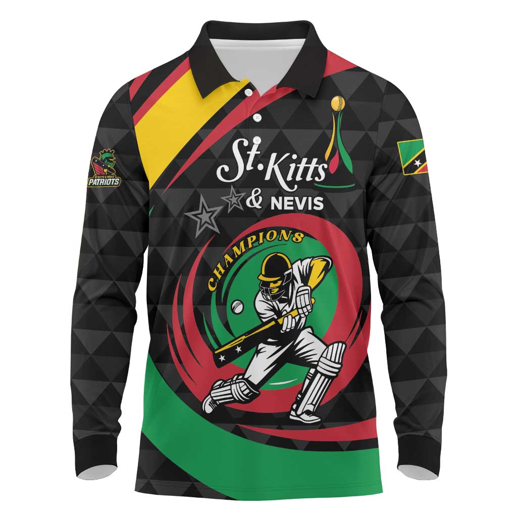 Personalized Saint Kitts and Nevis Cricket Champions Long Sleeve Polo Shirt - Wonder Print Shop