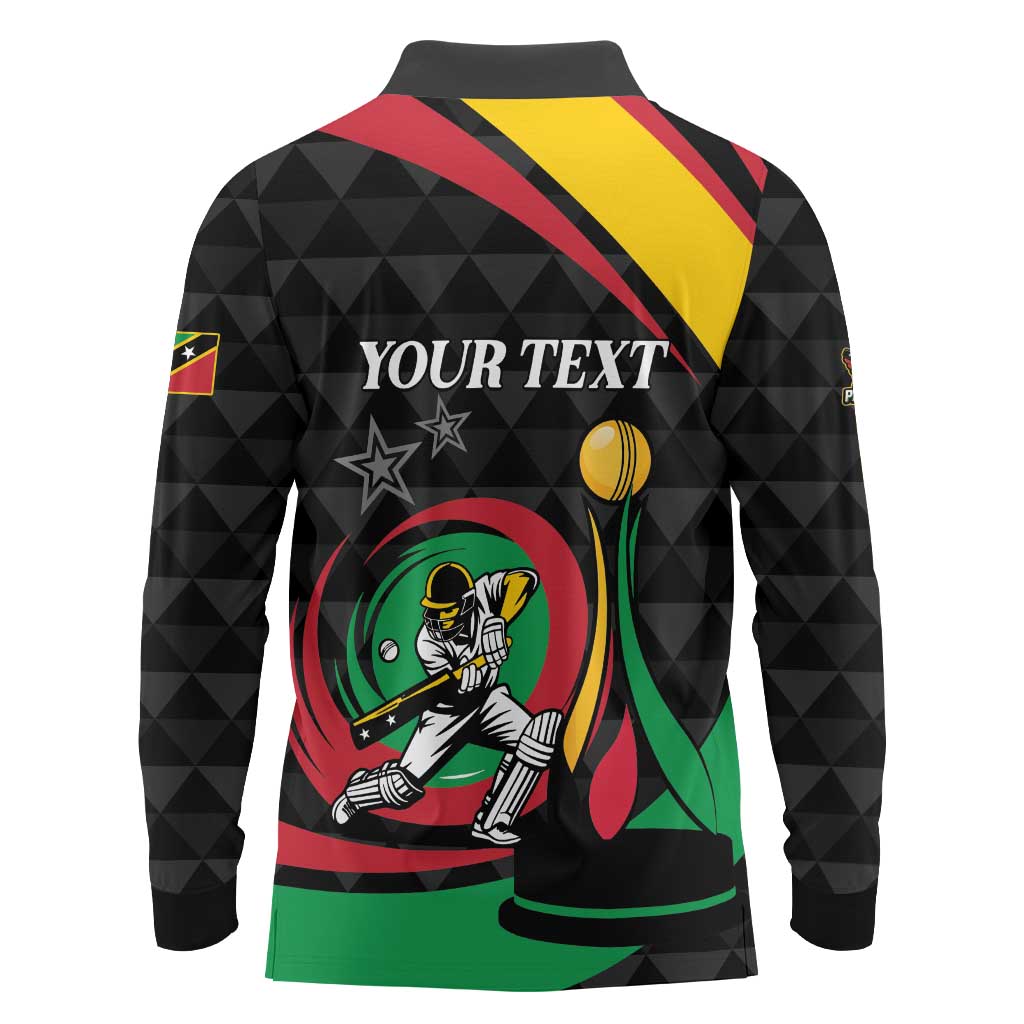 Personalized Saint Kitts and Nevis Cricket Champions Long Sleeve Polo Shirt - Wonder Print Shop