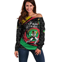Personalized Saint Kitts and Nevis Cricket Champions Off Shoulder Sweater - Wonder Print Shop