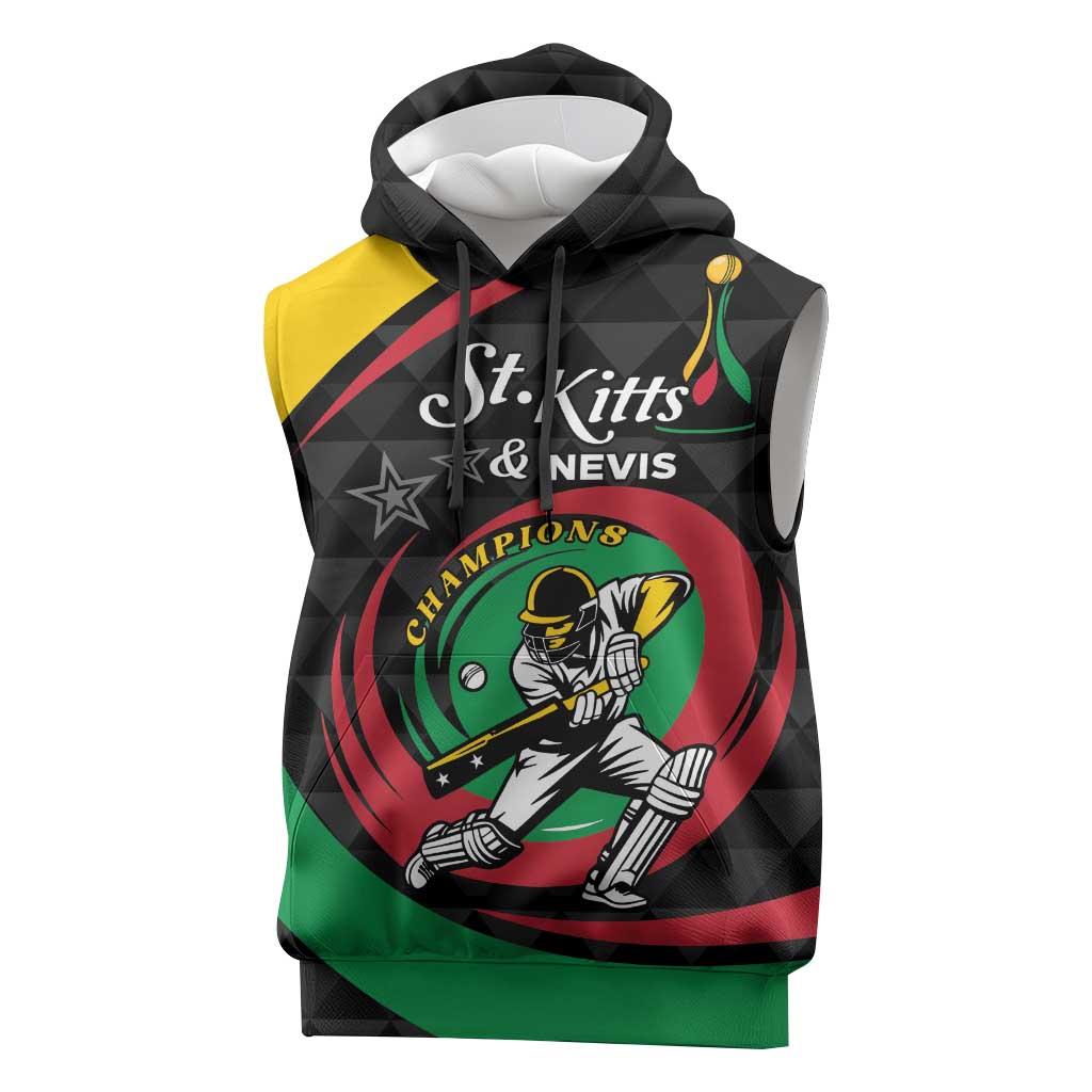 Personalized Saint Kitts and Nevis Cricket Champions Sleeveless Hoodie - Wonder Print Shop