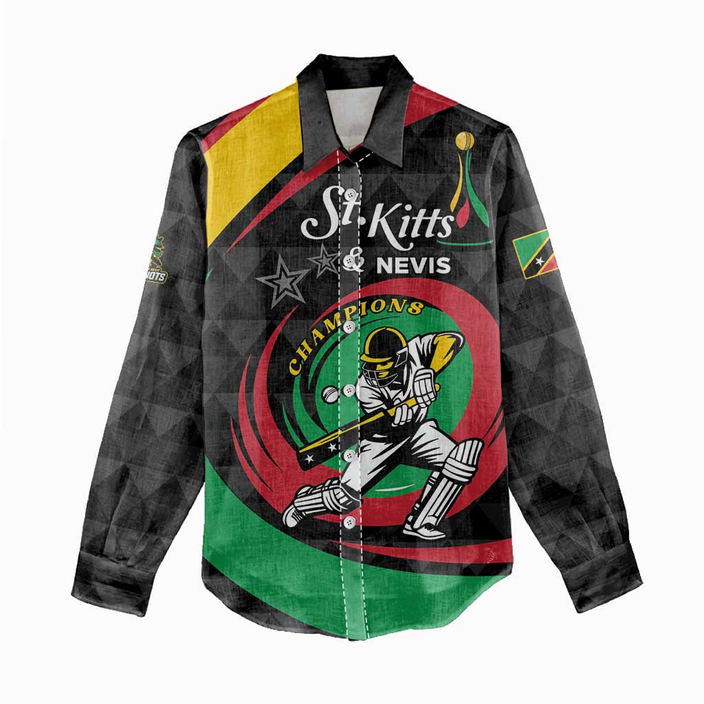 Personalized Saint Kitts and Nevis Cricket Champions Women Casual Shirt - Wonder Print Shop