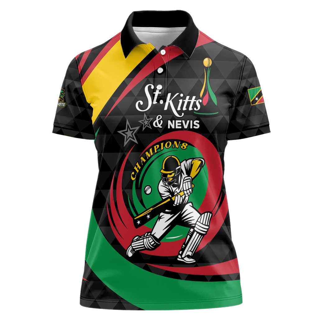 Personalized Saint Kitts and Nevis Cricket Champions Women Polo Shirt - Wonder Print Shop