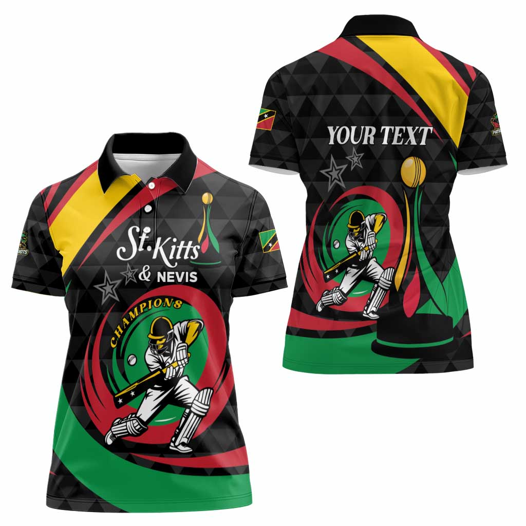 Personalized Saint Kitts and Nevis Cricket Champions Women Polo Shirt - Wonder Print Shop