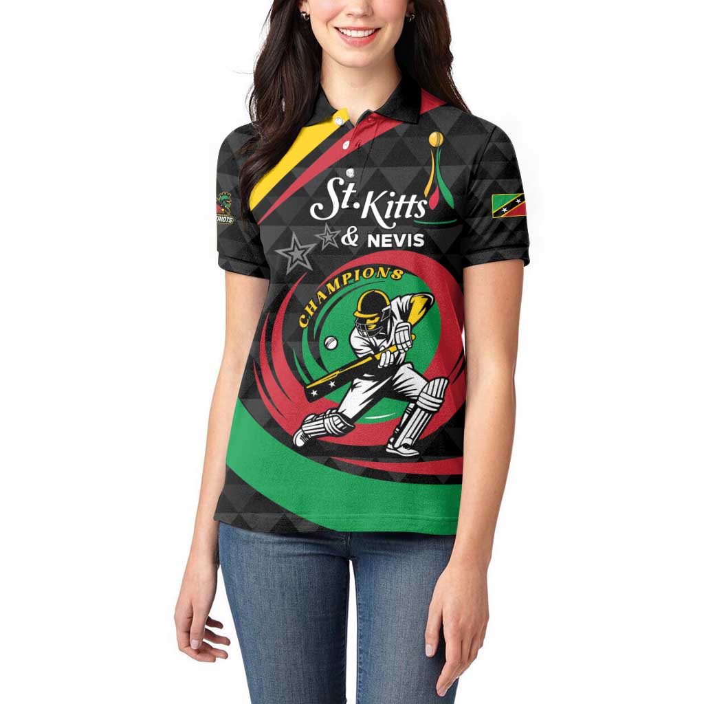 Personalized Saint Kitts and Nevis Cricket Champions Women Polo Shirt - Wonder Print Shop