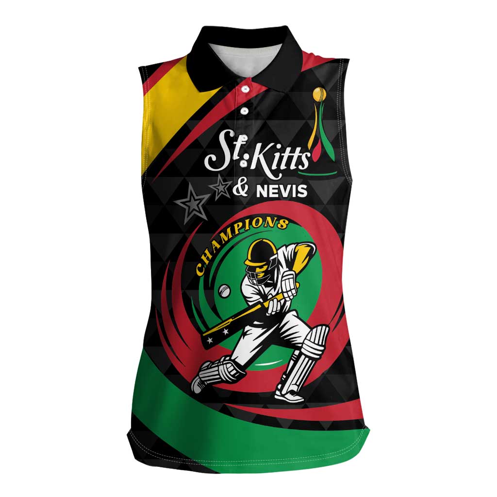 Personalized Saint Kitts and Nevis Cricket Champions Women Sleeveless Polo Shirt - Wonder Print Shop