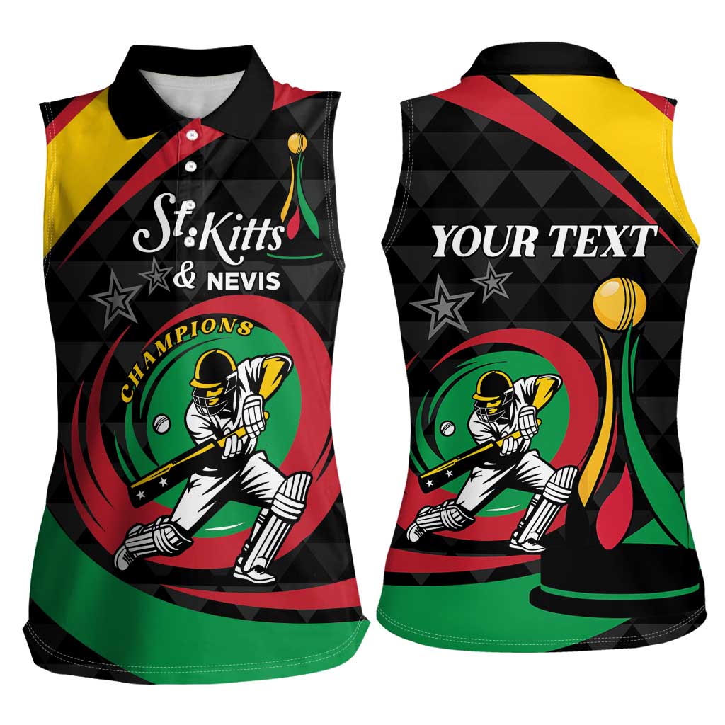 Personalized Saint Kitts and Nevis Cricket Champions Women Sleeveless Polo Shirt - Wonder Print Shop