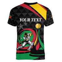 Personalized Saint Kitts and Nevis Cricket Champions Women V-Neck T-Shirt - Wonder Print Shop