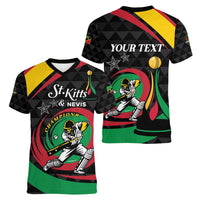 Personalized Saint Kitts and Nevis Cricket Champions Women V-Neck T-Shirt - Wonder Print Shop