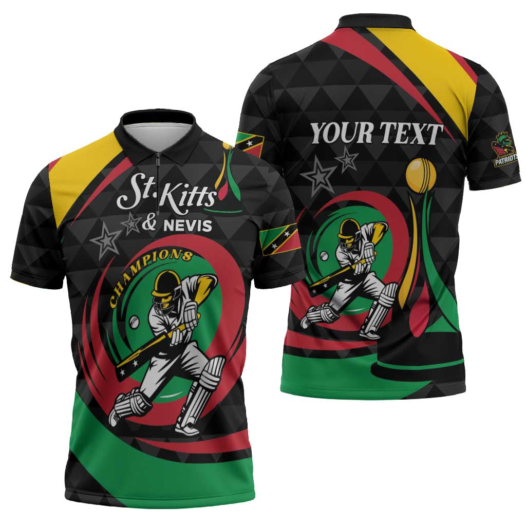 Personalized Saint Kitts and Nevis Cricket Champions Zipper Polo Shirt - Wonder Print Shop