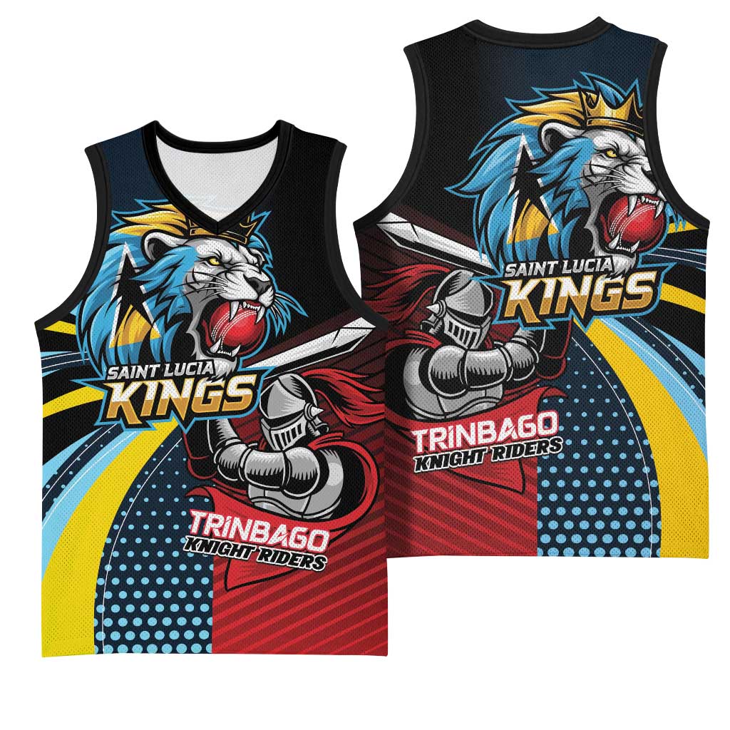 Knight Riders Trinbago Vs Kings St Lucia Cricket Basketball Jersey - Wonder Print Shop