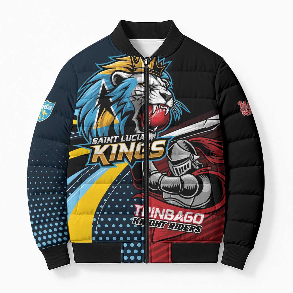 Knight Riders Trinbago Vs Kings St Lucia Cricket Bomber Puffer Jacket - Wonder Print Shop