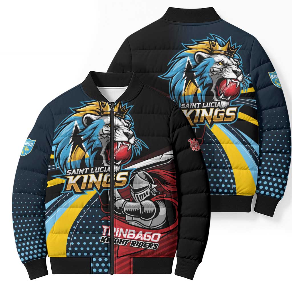 Knight Riders Trinbago Vs Kings St Lucia Cricket Bomber Puffer Jacket - Wonder Print Shop