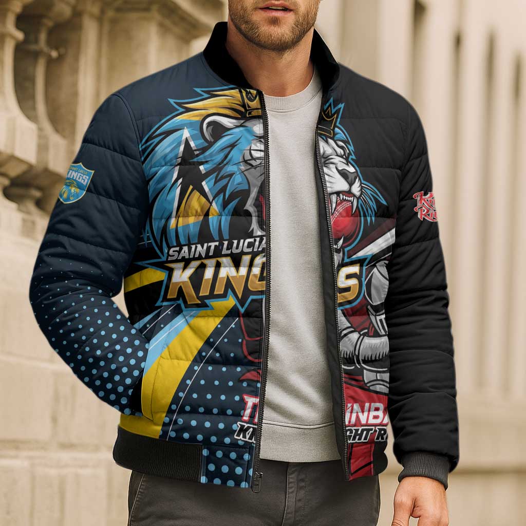 Knight Riders Trinbago Vs Kings St Lucia Cricket Bomber Puffer Jacket - Wonder Print Shop