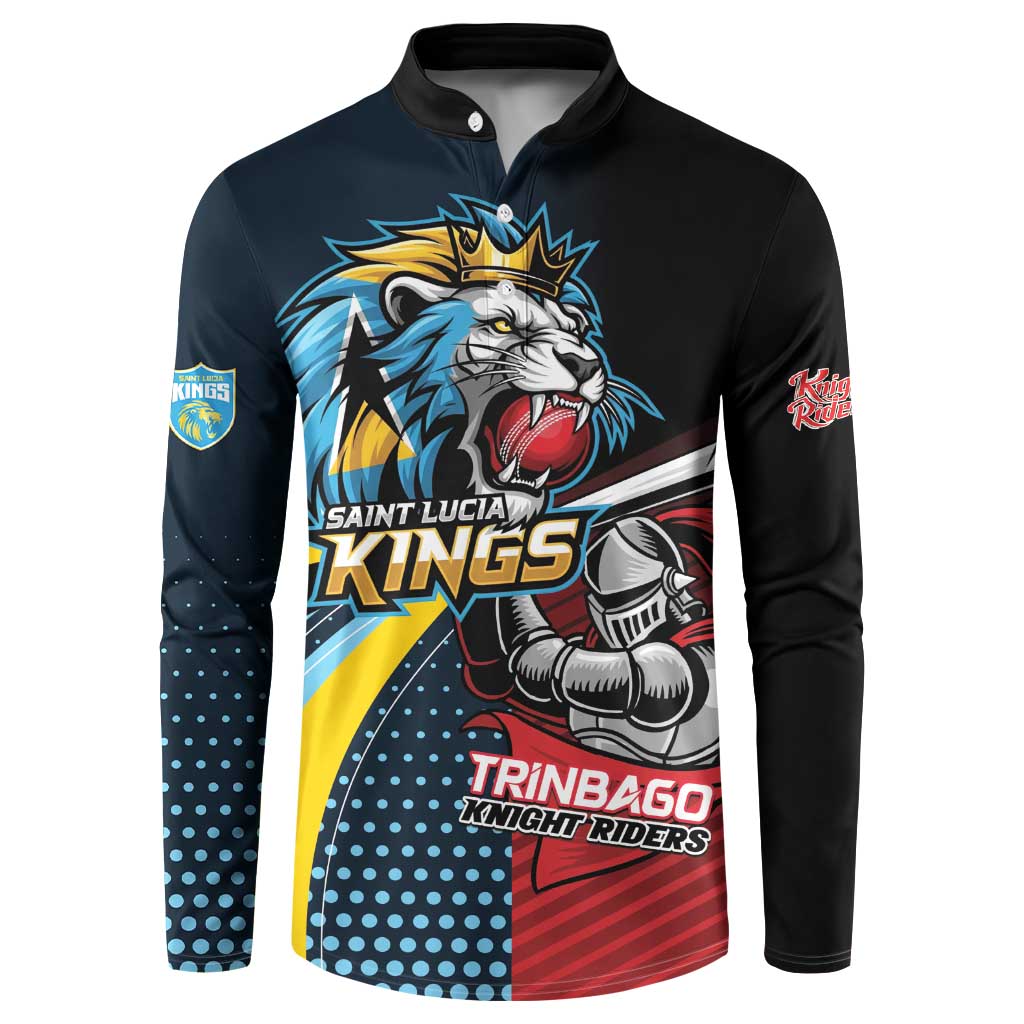 Knight Riders Trinbago Vs Kings St Lucia Cricket Button Sweatshirt - Wonder Print Shop