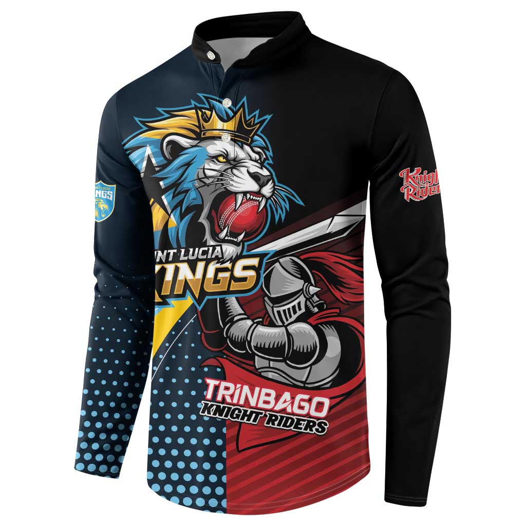 Knight Riders Trinbago Vs Kings St Lucia Cricket Button Sweatshirt - Wonder Print Shop