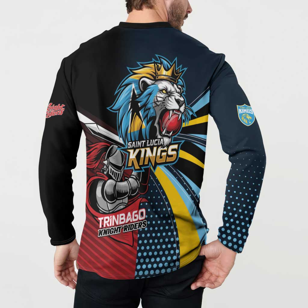 Knight Riders Trinbago Vs Kings St Lucia Cricket Button Sweatshirt - Wonder Print Shop