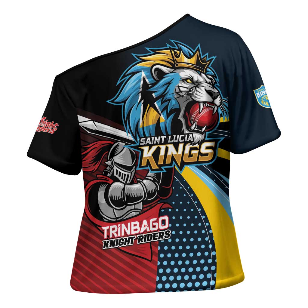 Knight Riders Trinbago Vs Kings St Lucia Cricket Cross Shoulder Shirt - Wonder Print Shop