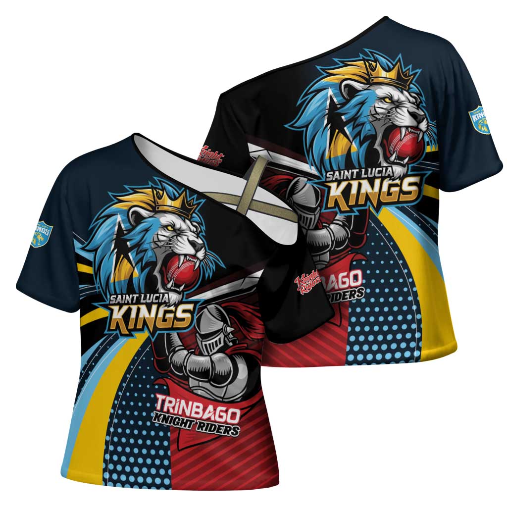 Knight Riders Trinbago Vs Kings St Lucia Cricket Cross Shoulder Shirt - Wonder Print Shop