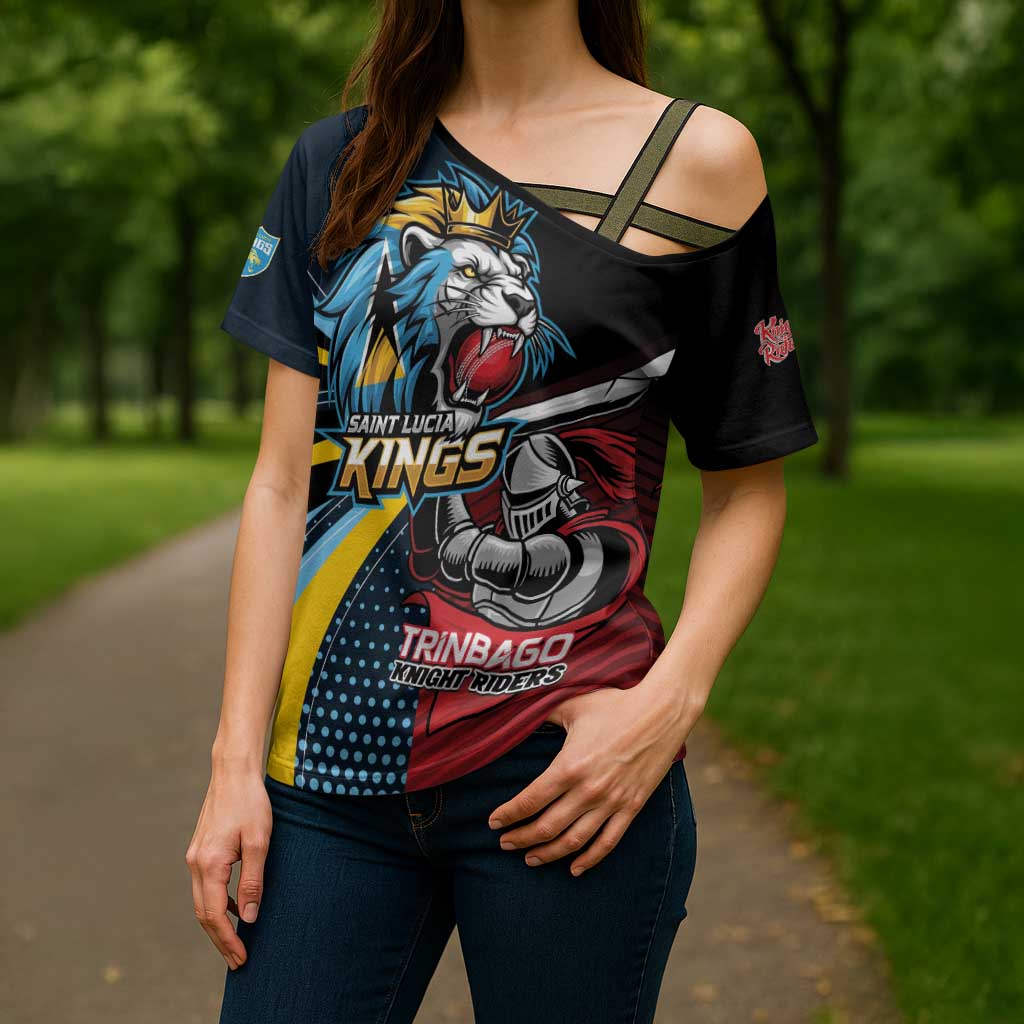 Knight Riders Trinbago Vs Kings St Lucia Cricket Cross Shoulder Shirt - Wonder Print Shop