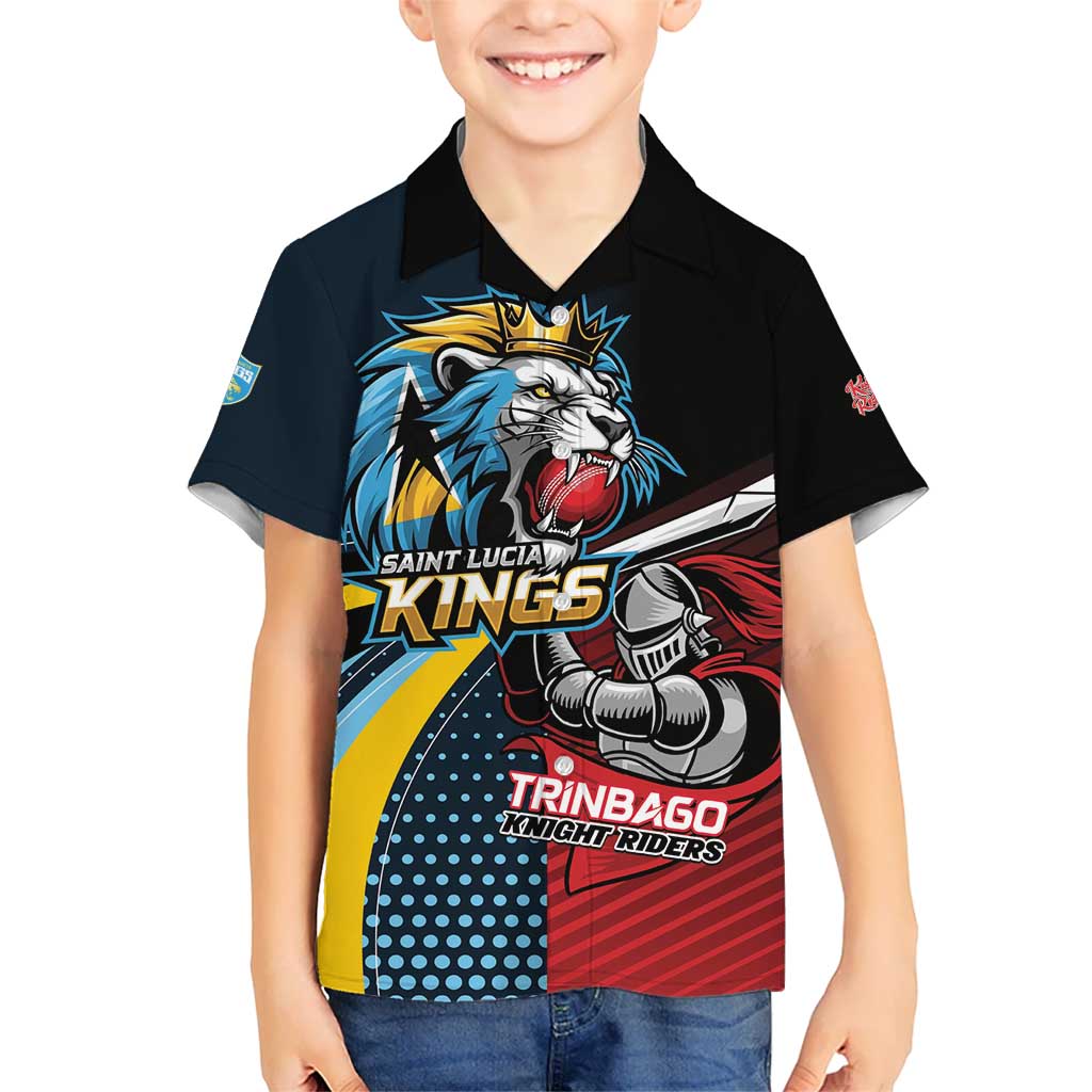Knight Riders Trinbago Vs Kings St Lucia Cricket Kid Hawaiian Shirt - Wonder Print Shop