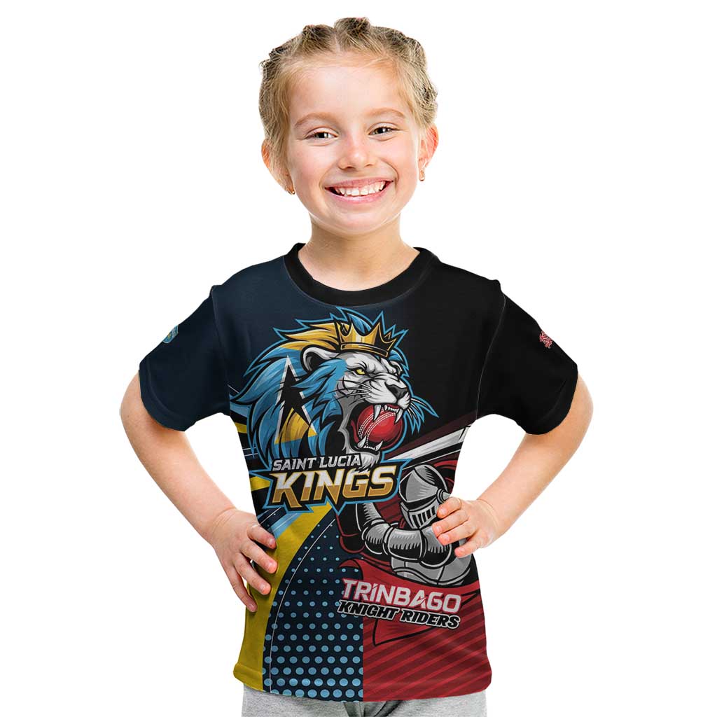 Knight Riders Trinbago Vs Kings St Lucia Cricket Kid T Shirt - Wonder Print Shop