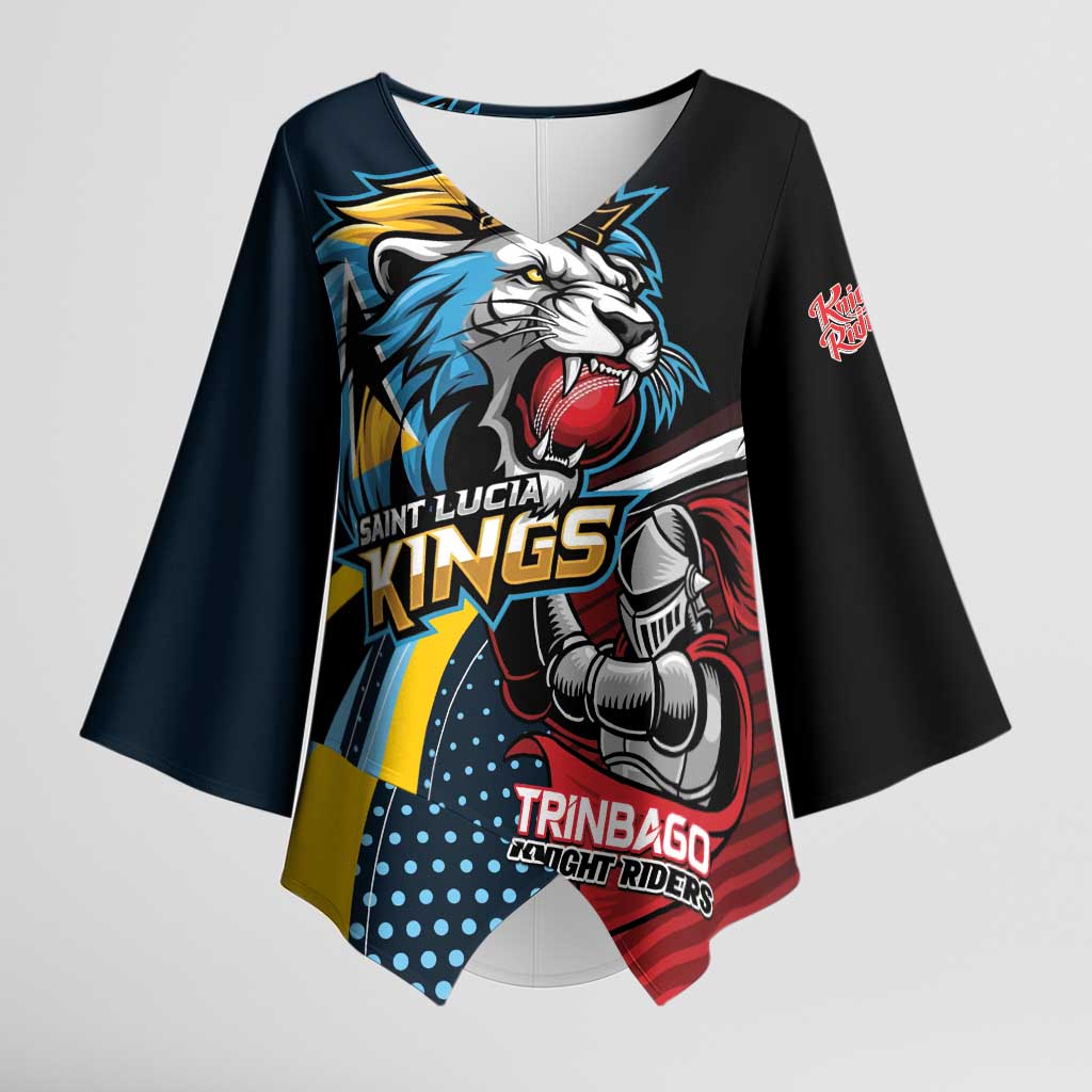 Knight Riders Trinbago Vs Kings St Lucia Cricket Kimono Sleeve Blouse - Wonder Print Shop
