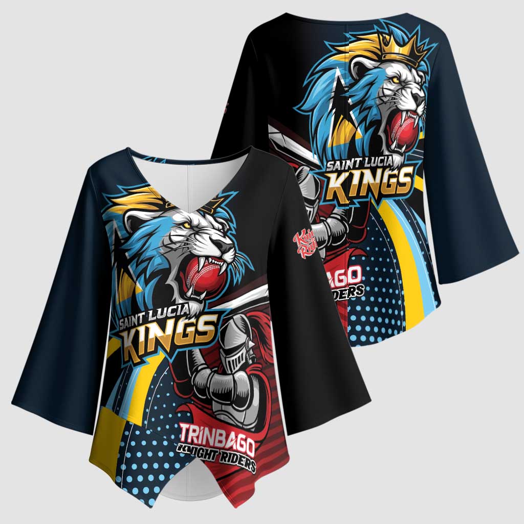 Knight Riders Trinbago Vs Kings St Lucia Cricket Kimono Sleeve Blouse - Wonder Print Shop