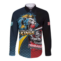 Knight Riders Trinbago Vs Kings St Lucia Cricket Long Sleeve Button Shirt - Wonder Print Shop