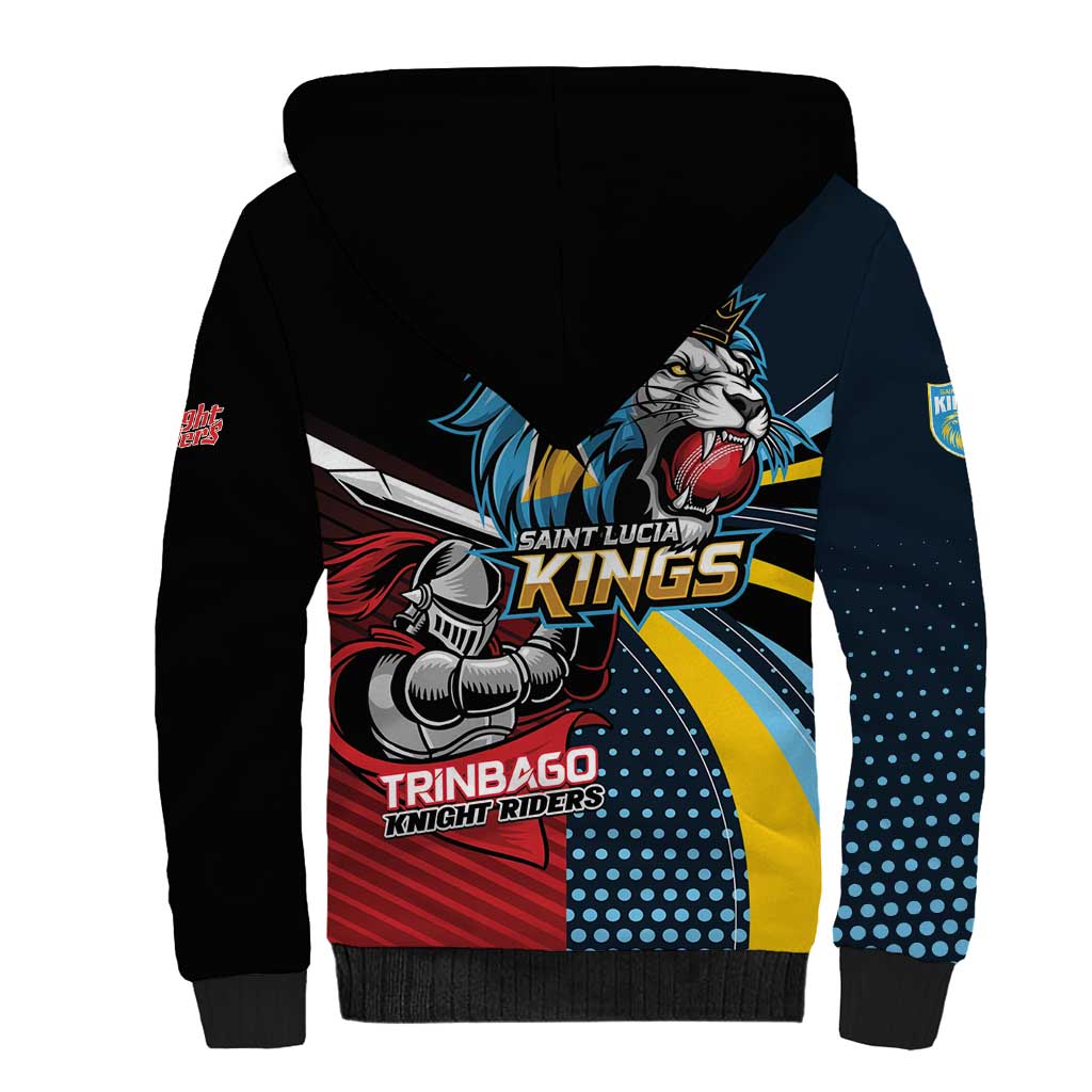 Knight Riders Trinbago Vs Kings St Lucia Cricket Sherpa Hoodie - Wonder Print Shop